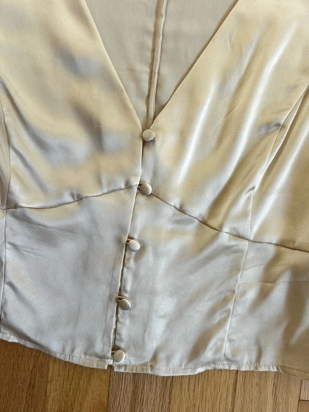 REFORMATION mendez silk top cropped blouse romantic ivory champagne size 12